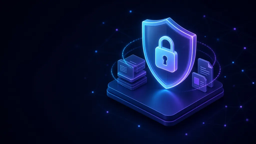 Escudo luminoso con un candado que protege datos